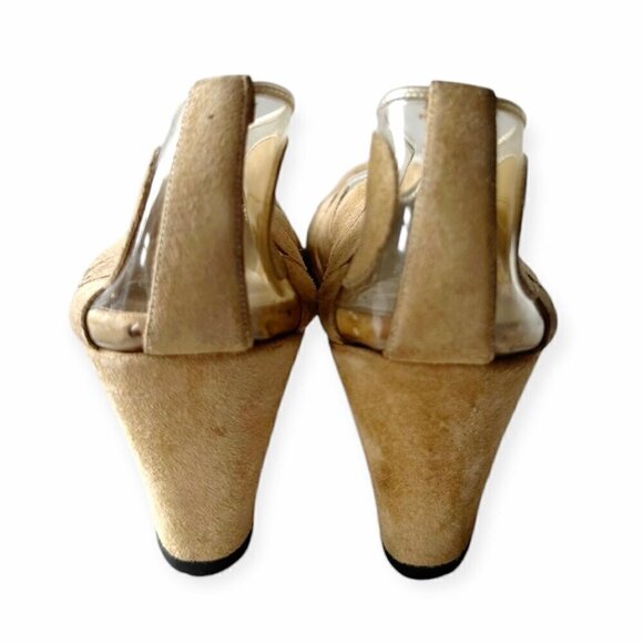 Vintage 60s Herbert Levine Mod Vinyl, Suede Pumps, Size 7B.Beige - Picture 7 of 14